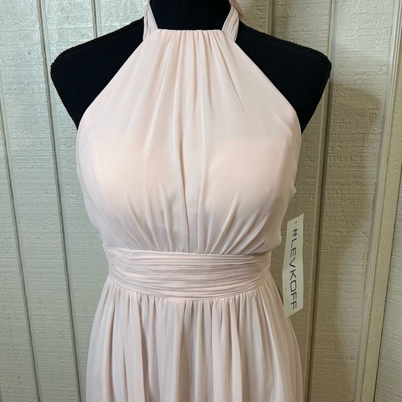 #Levkoff Chiffon Halter A-Line bridesmaid dress in Petal Pink, size 8. - Picture 7 of 7